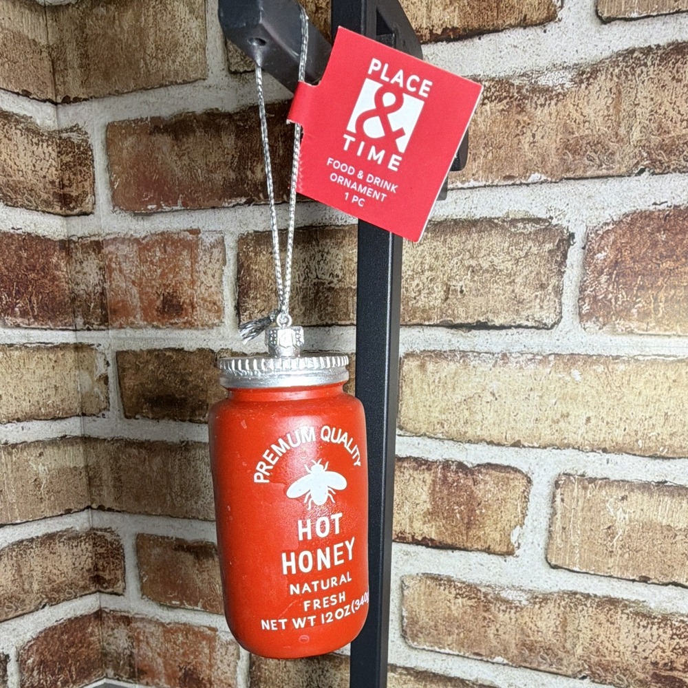 New Place & Time Red Hot Honey Jar Ornament Hanging Christmas Food & Drink